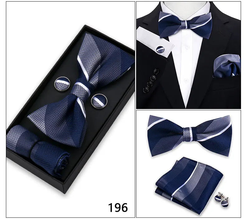 Herren Fliegen-Set – 3-teiliges Geschenkset mit Fliege, Einstecktuch & Manschettenknöpfen | Elegantes Rotes Accessoire für Business & Hochzeit