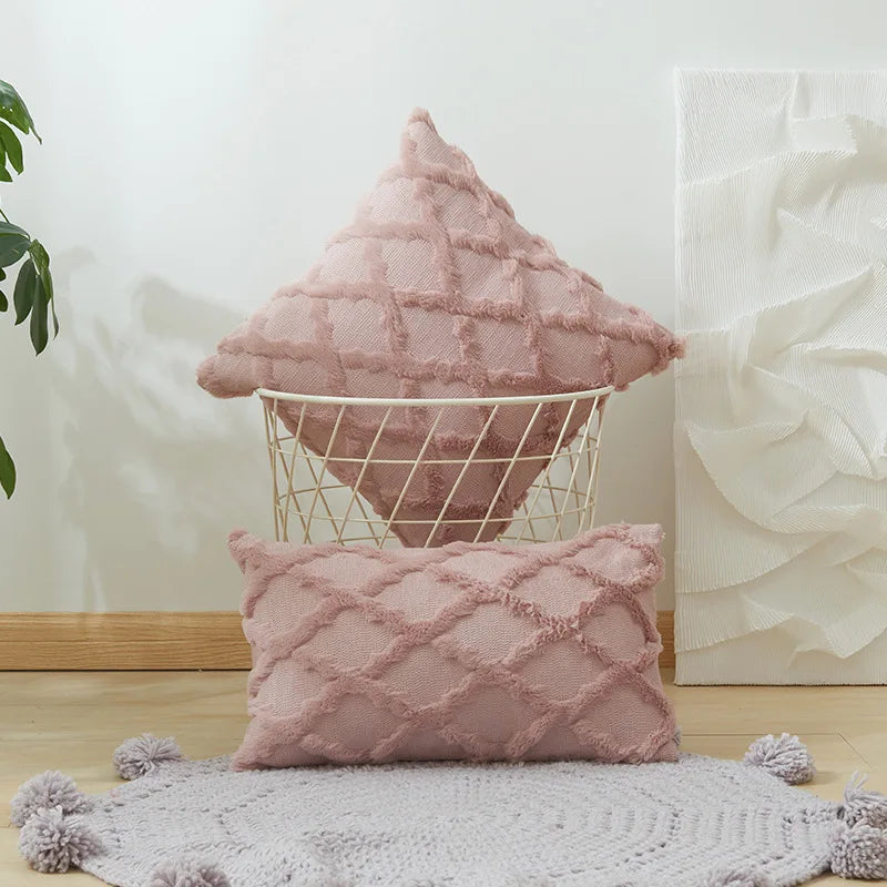 Weiche Plüsch-Wollkissenbezüge | Luxus Stil Kissenhüllen | Europäische Dekoration für Sofa & Schlafzimmer | Creme & Khaki Weihnachten Kaufschwan® Rosa 30x50cm 1pcs cover