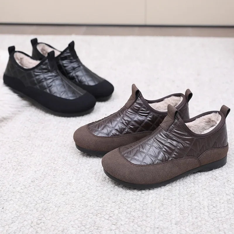 Damen Winter Schneestiefel – Wasserdicht & Rutschfest | Warme Kunstfell Gefütterte Baumwollschuhe im Koreanischen Stil