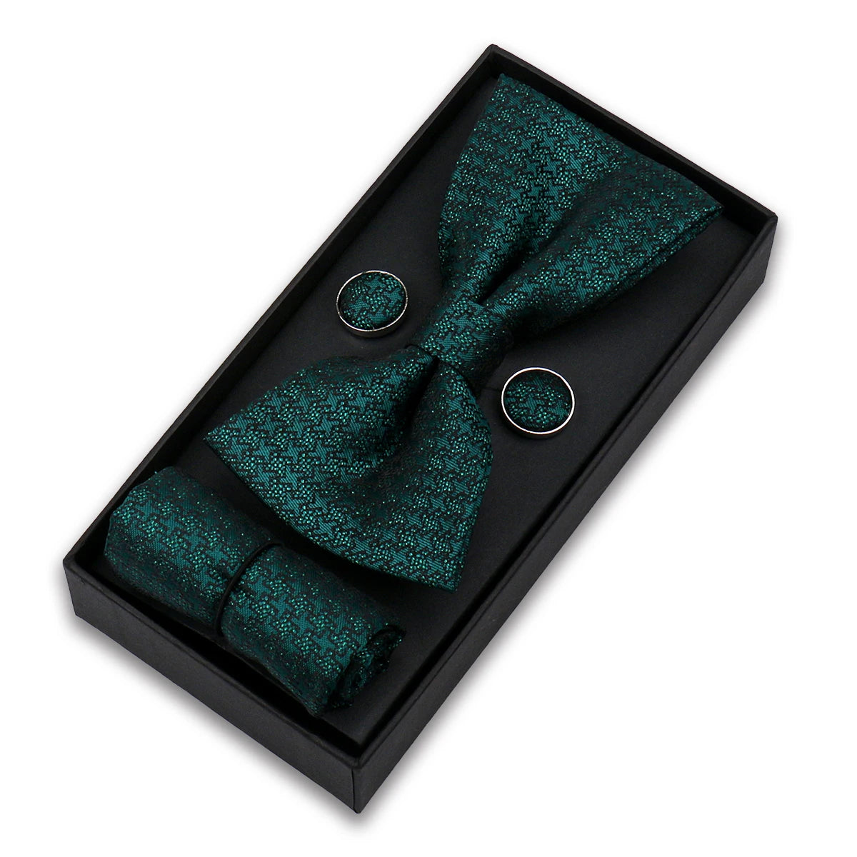 Herren Fliegen-Set – 3-teiliges Geschenkset mit Fliege, Einstecktuch & Manschettenknöpfen | Elegantes Rotes Accessoire für Business & Hochzeit