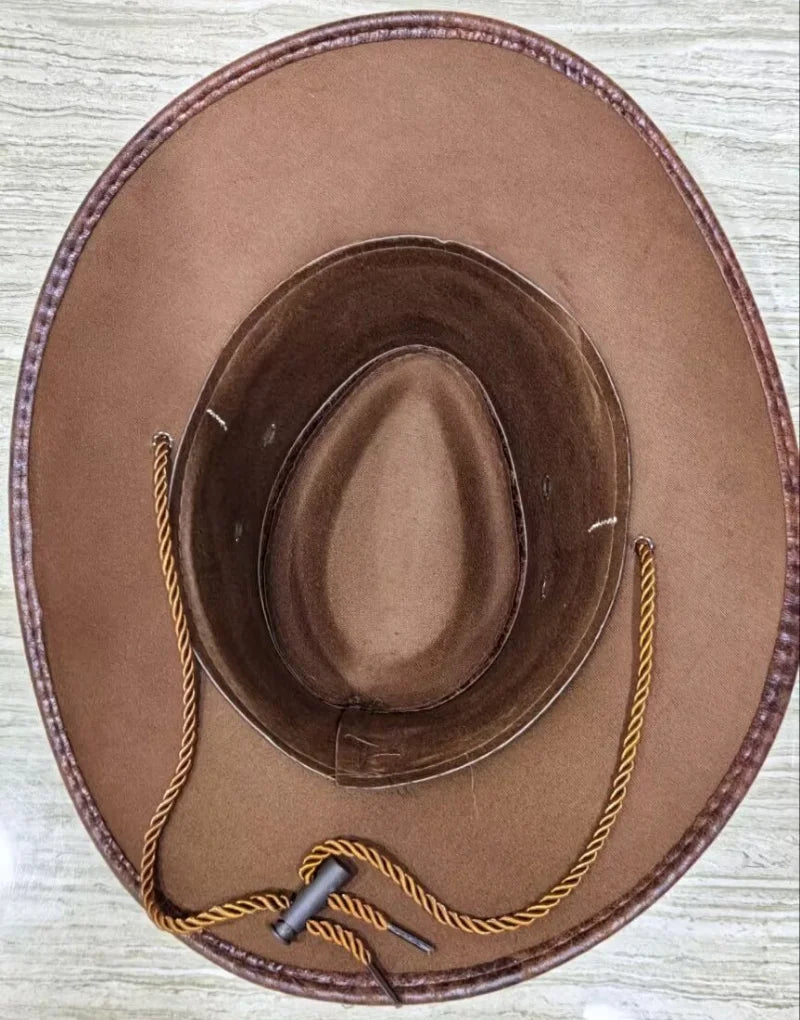 Kunstleder Western Cowboy Hut für Damen & Herren – Vintage Gentleman Dress Hat, Panama Cowgirl Jazz Cap, Klassischer Sombrero Kaufschwan®