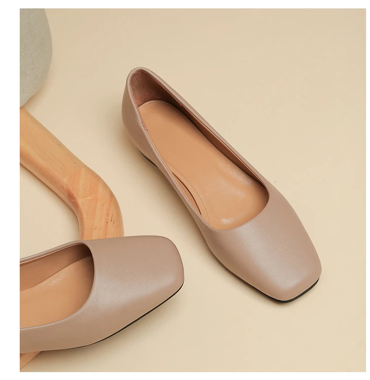 Damen Business-Pumps mit Quadratischer Spitze – Elegante Flache Schuhe mit Niedrigem Absatz | Büro- und Karriereschuhe für Frühjahr & Herbst Kaufschwan®
