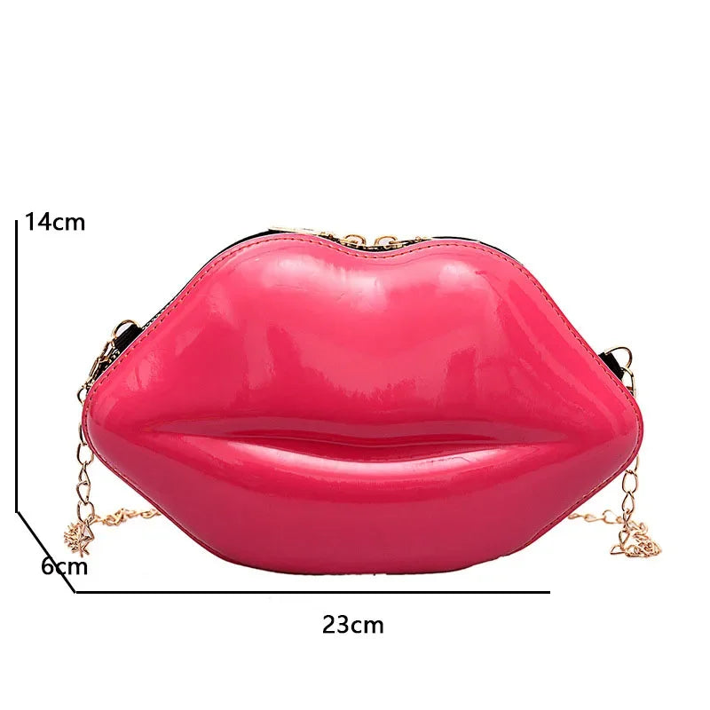 Lippen Design Schultertasche – Luxus Designer-inspirierte Damen Messenger & Handtasche | Einfarbige Zipper Umhängetasche
