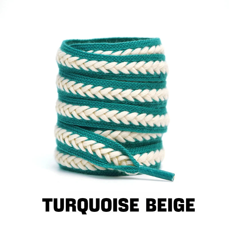 Flache Baumwoll-Schnürsenkel – 1,5cm Breite Premium Laces für Sneaker & Freizeitschuhe | 100/120/140/160cm Seil-Design, 1 Paar
