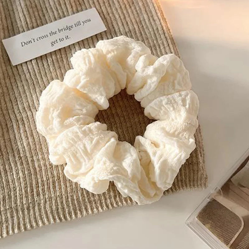 Haargummi Großes Scrunchie Einfarbig | Weiches Haargummi für Damen & Mädchen | Schonender Zopfhalter & Dutt-Accessoire Kaufschwan® Weiß