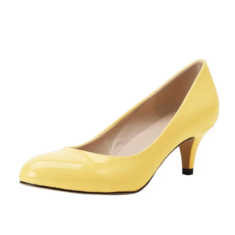 Damen Lackleder-Business-Pumps – Spitzes Design & 5 cm Absatz | Elegante Schuhe für Büro, Business & Formelle Anlässe Kaufschwan® Gelb 35