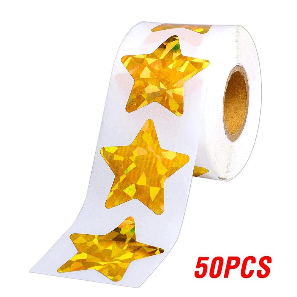 50–500 Stück Silberne Folien-Sternaufkleber – Holografische Belohnungs-Sticker für Kinder, Lehrer & Bastelarbeiten | Glänzende Sterne für Dekoration & Unterricht