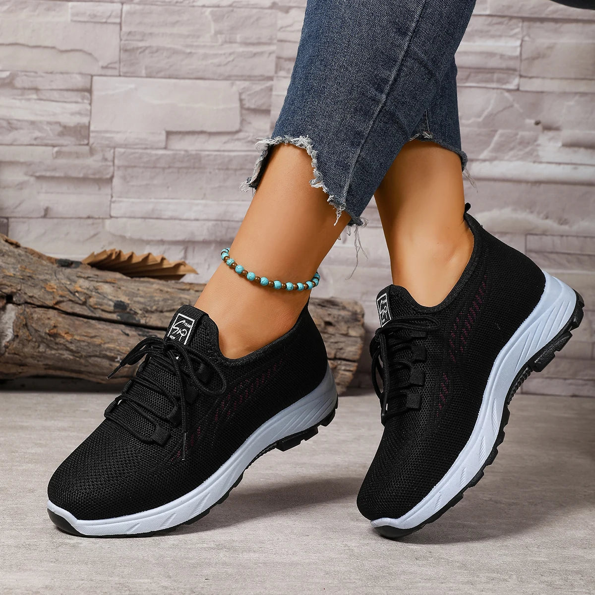 Damen Sportschuhe – Atmungsaktive Slip-On Freizeitschuhe mit Kunstfell Futter | Weiche Rutschfeste Winter Schuhe