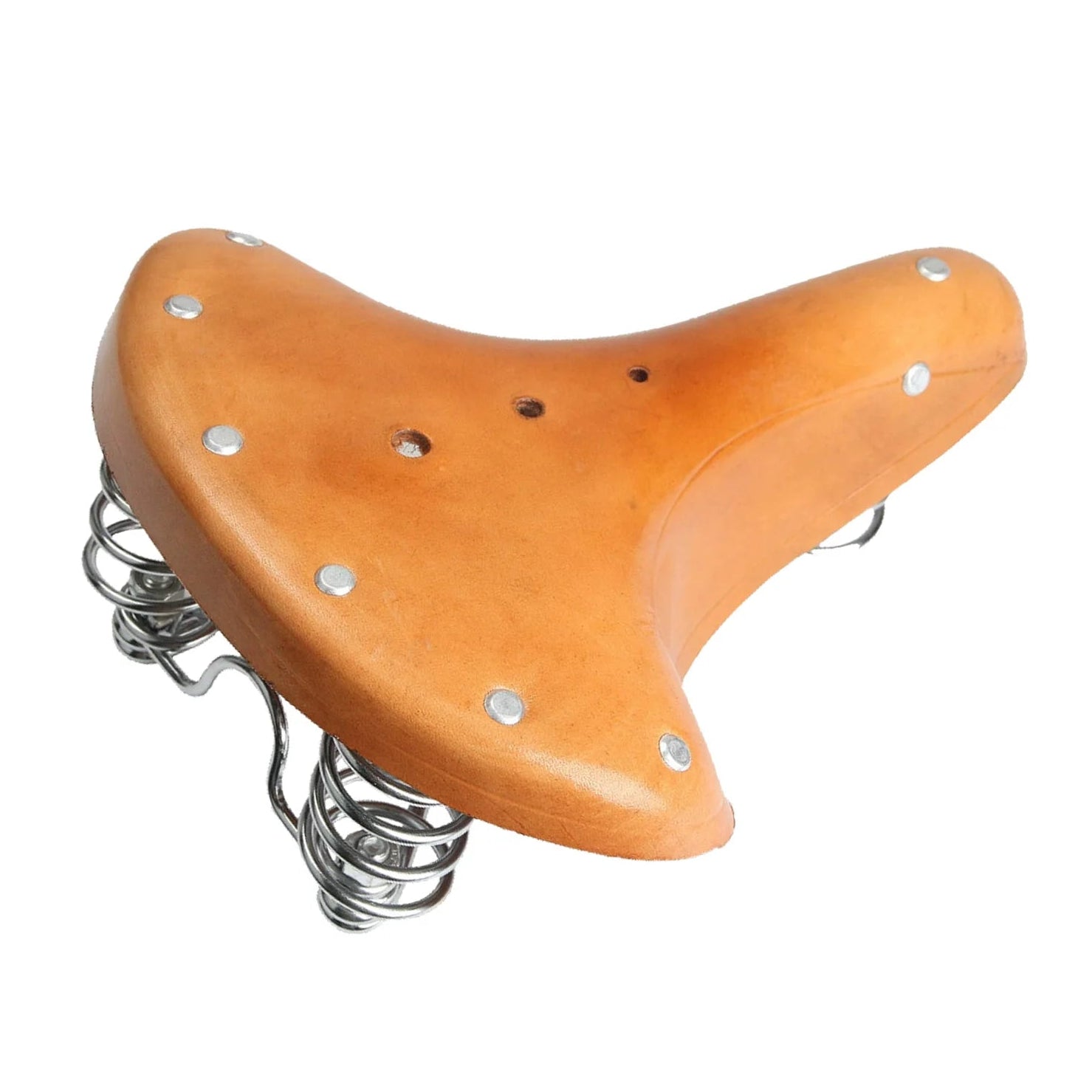 Brauner Vintage Fahrradsattel – Klassischer Kuhleder Sattel mit Federn – Kaufschwan®