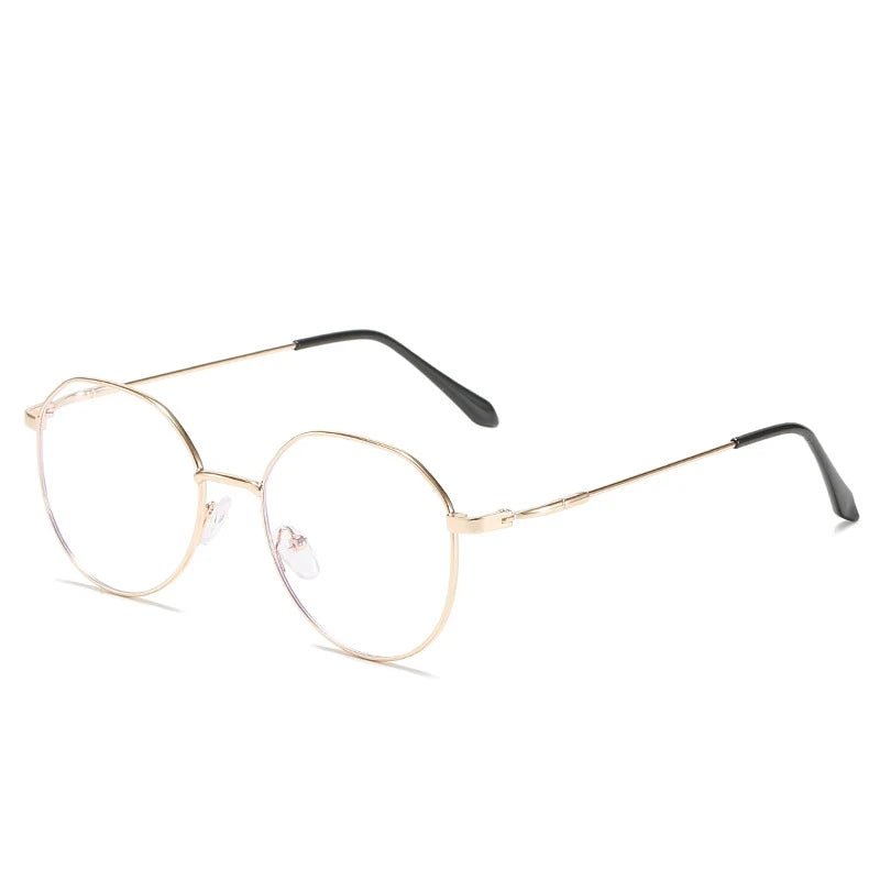 Metal Round Anti Blue Light Glasses Women Men Classic Square Eyeglasses Frames Transparent Computer Glasses Oculos Feminino Kaufschwan® Anti blue 0 Gold