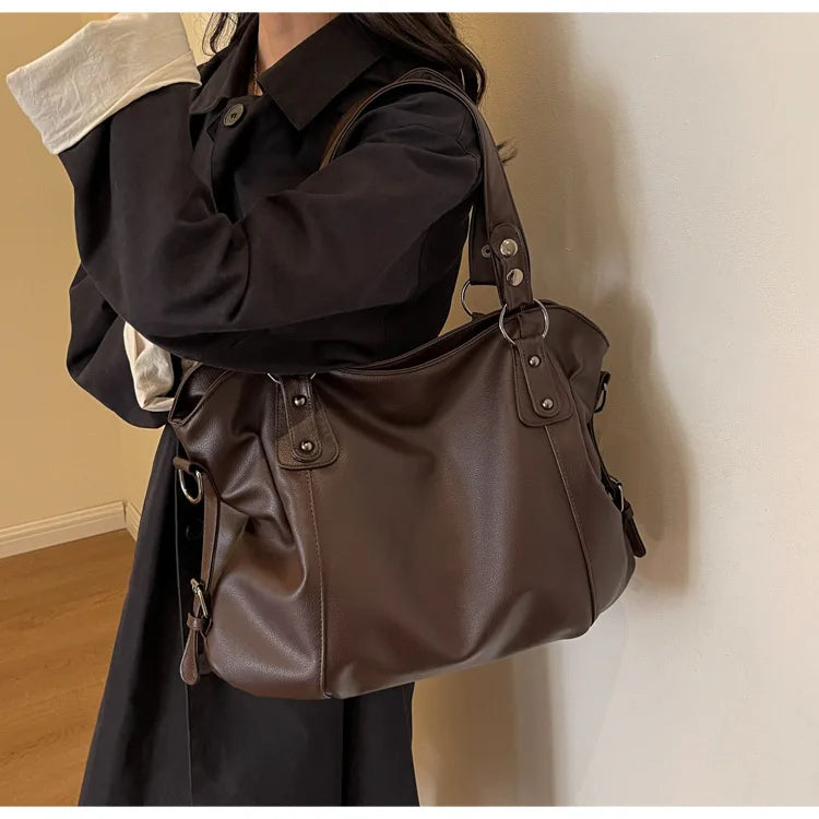 Damen Schultertasche – Hochwertige Kunstleder Handtasche mit Kontrastfarben | Weiches Innenfach & Reißverschluss