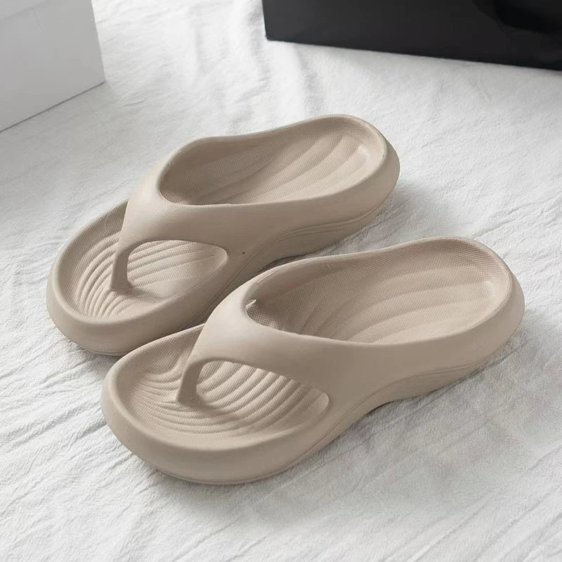 Damen Stylische EVA Flip-Flops | Bequeme, Weiche, Rutschfeste & Geruchsfreie Sandalen | Vielseitige Sommer- & Strandschuhe Kaufschwan® Beige 36-37