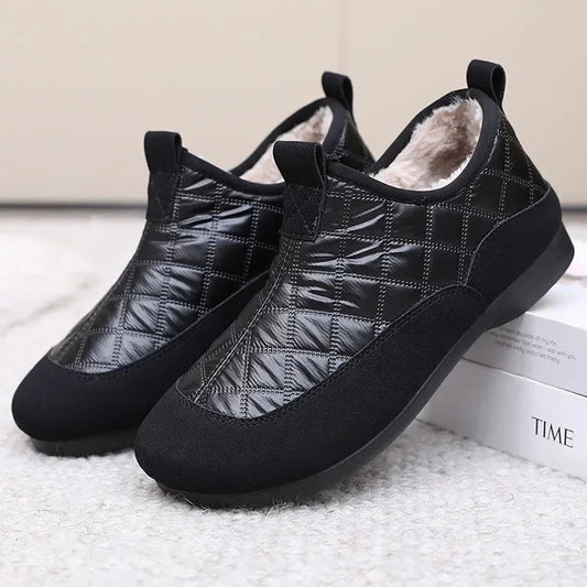 Damen Winter Schneestiefel – Wasserdicht & Rutschfest | Warme Kunstfell Gefütterte Baumwollschuhe im Koreanischen Stil