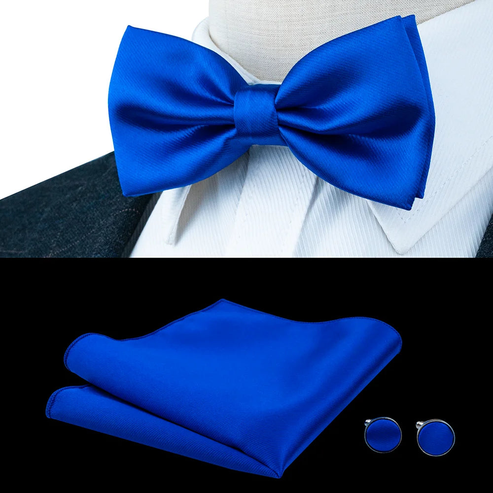 Herren Satin-Fliegen-Set – Elegante Fliege mit Manschettenknöpfen & Einstecktuch | Glänzendes Accessoire für Business & Hochzeit Kaufschwan®
