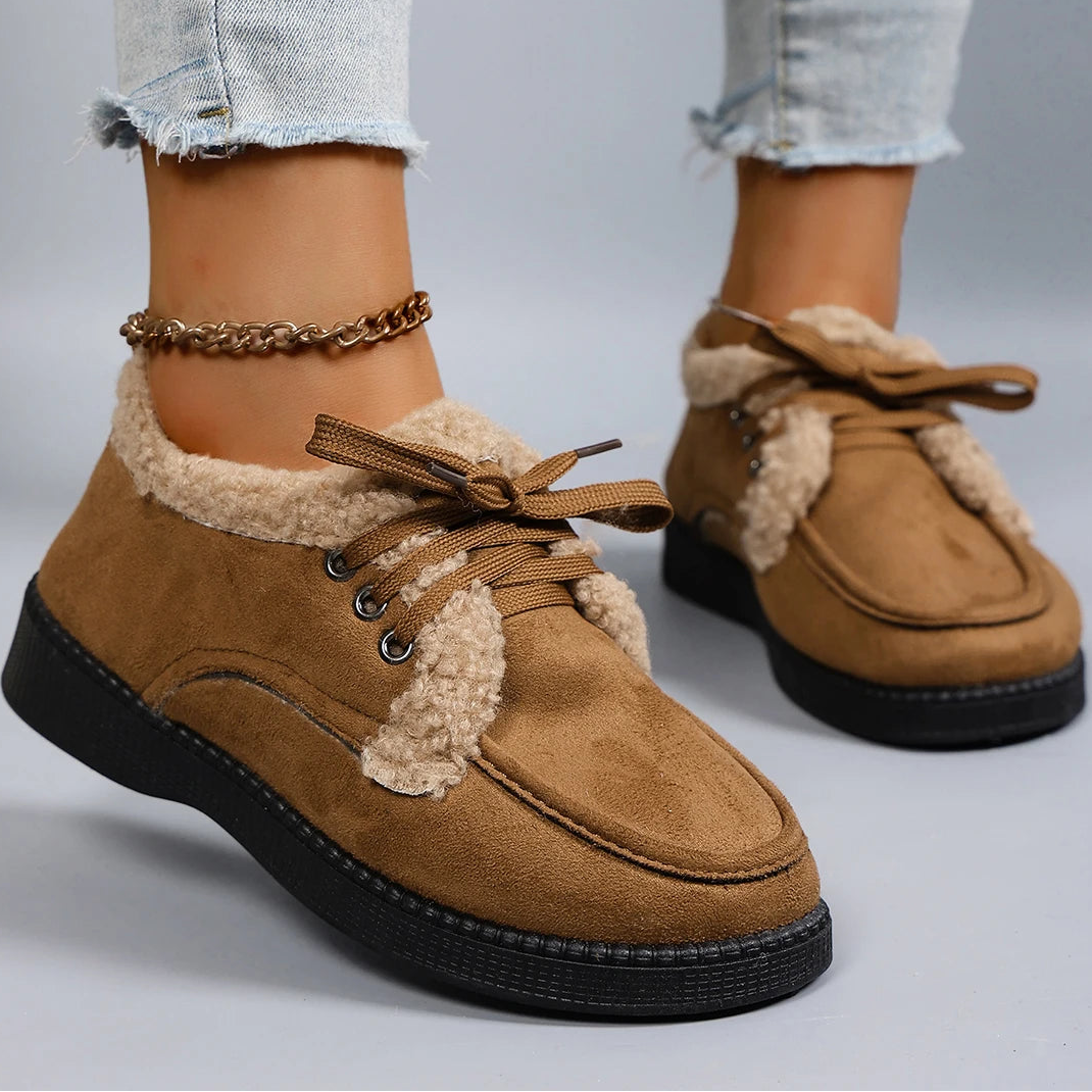 Damen Niedrige Winter Baumwollschuhe – Warme, Bequeme & Atmungsaktive Freizeitschuhe | Kunstfell Gefütterte Herbst- und Winterschuhe