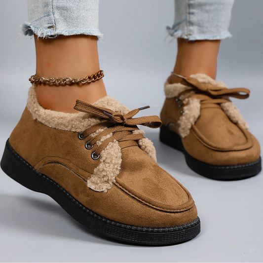 Damen Niedrige Winter Baumwollschuhe – Warme, Bequeme & Atmungsaktive Freizeitschuhe | Kunstfell Gefütterte Herbst- und Winterschuhe