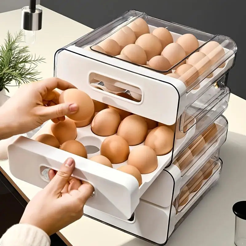 Eier Aufbewahrungsbox – 2-Lagiger Schubladen Kühlschrank Organizer