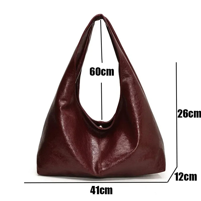 Große Schwarze Schultertasche für Damen – Hobo Shopper Tote | Weiche Leder Umhängetasche für Reisen & Alltag
