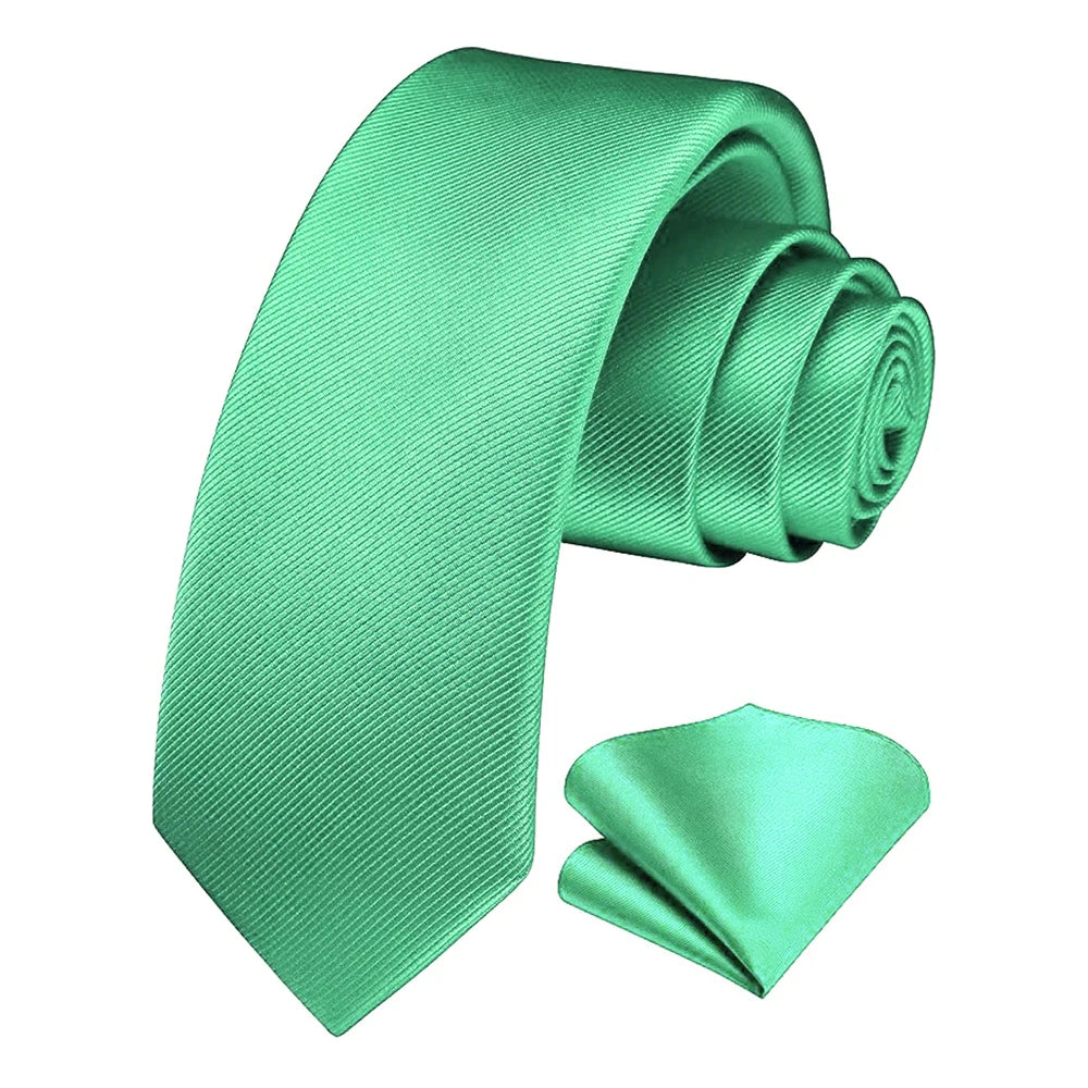 Herren Seidenkrawatten-Set – 6 cm Schmale Krawatte mit Passendem Einstecktuch | Elegantes Geschenk für Hochzeit, Business & Formelle Anlässe