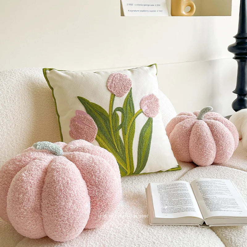 Tulpen-Kissen | Niedliches Rosa Kürbis-Kissen | Sofa-, Bett- & Dekokissen Kaufschwan®