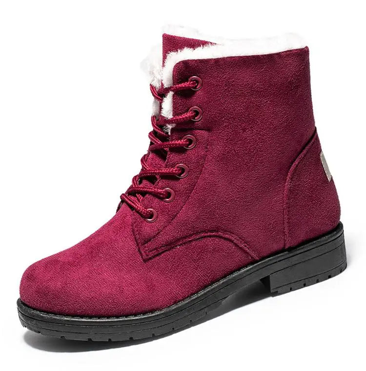 Damen Schneestiefel – Flache Plateau Winter Schuhe | Warme Kunstfell Gefütterte Plüsch Stiefel für Damen | Bequeme Winter Schuhe