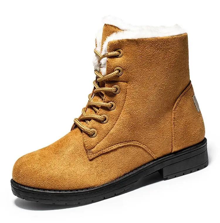 Damen Schneestiefel – Flache Plateau Winter Schuhe | Warme Kunstfell Gefütterte Plüsch Stiefel für Damen | Bequeme Winter Schuhe