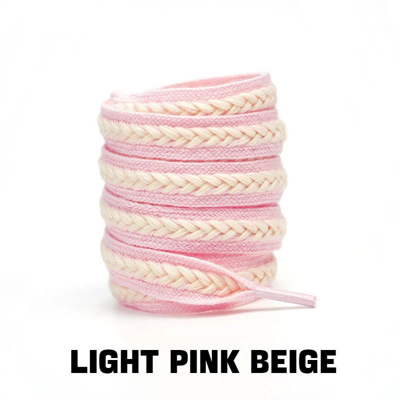Flache Baumwoll-Schnürsenkel – 1,5cm Breite Premium Laces für Sneaker & Freizeitschuhe | 100/120/140/160cm Seil-Design, 1 Paar