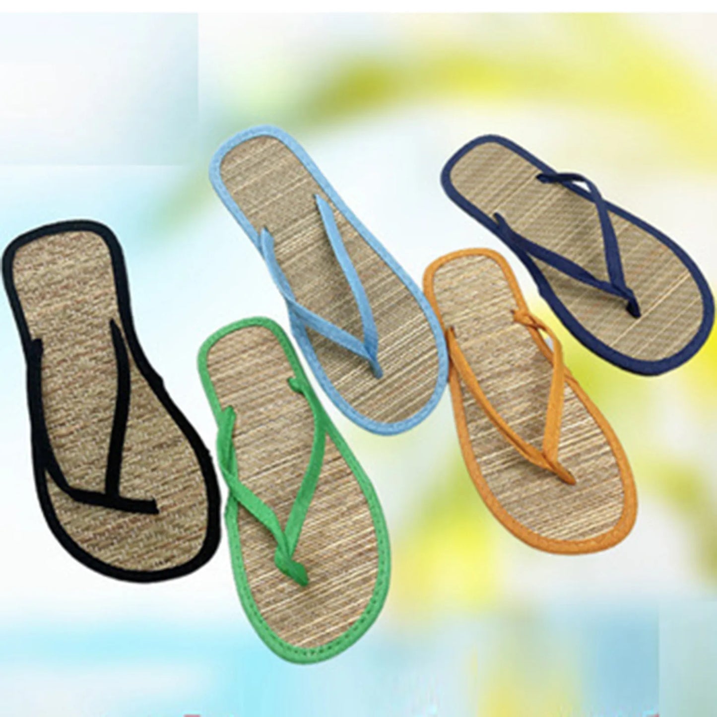 Damen Flache Flip-Flops | Bequeme Rutschfeste Bambus-Rattan Sandalen | Hausschuhe für Bad & Alltag