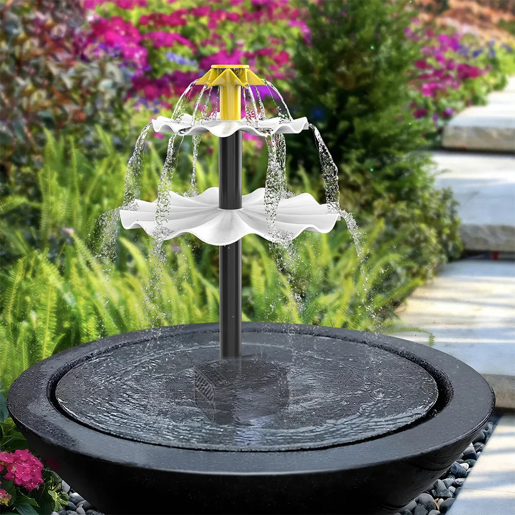 3-Stufige Solar-Vogelbad-Brunnenpumpe mit Solarpanel – Solar-Wasserbrunnen | Multifunktionales Wasserspiel für Hof, Terrasse & Balkon Kaufschwan®