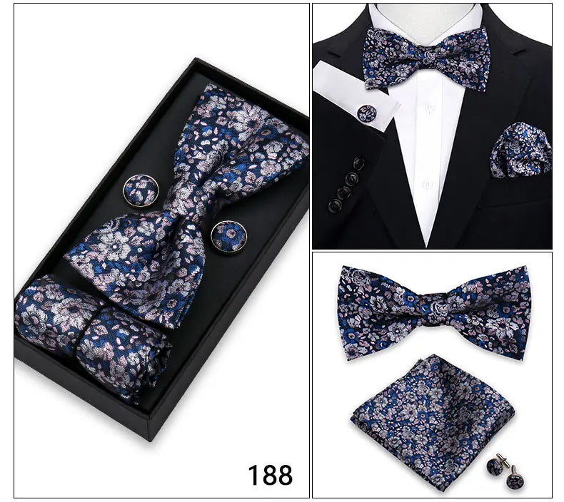 Herren Fliegen-Set – 3-teiliges Geschenkset mit Fliege, Einstecktuch & Manschettenknöpfen | Elegantes Rotes Accessoire für Business & Hochzeit