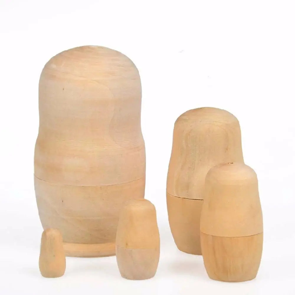 Unbemalte Holz-Matrjoschka – DIY Russische Nestpuppen | Leere Holzrohlinge für Schreibtisch- & Wohn-Dekoration