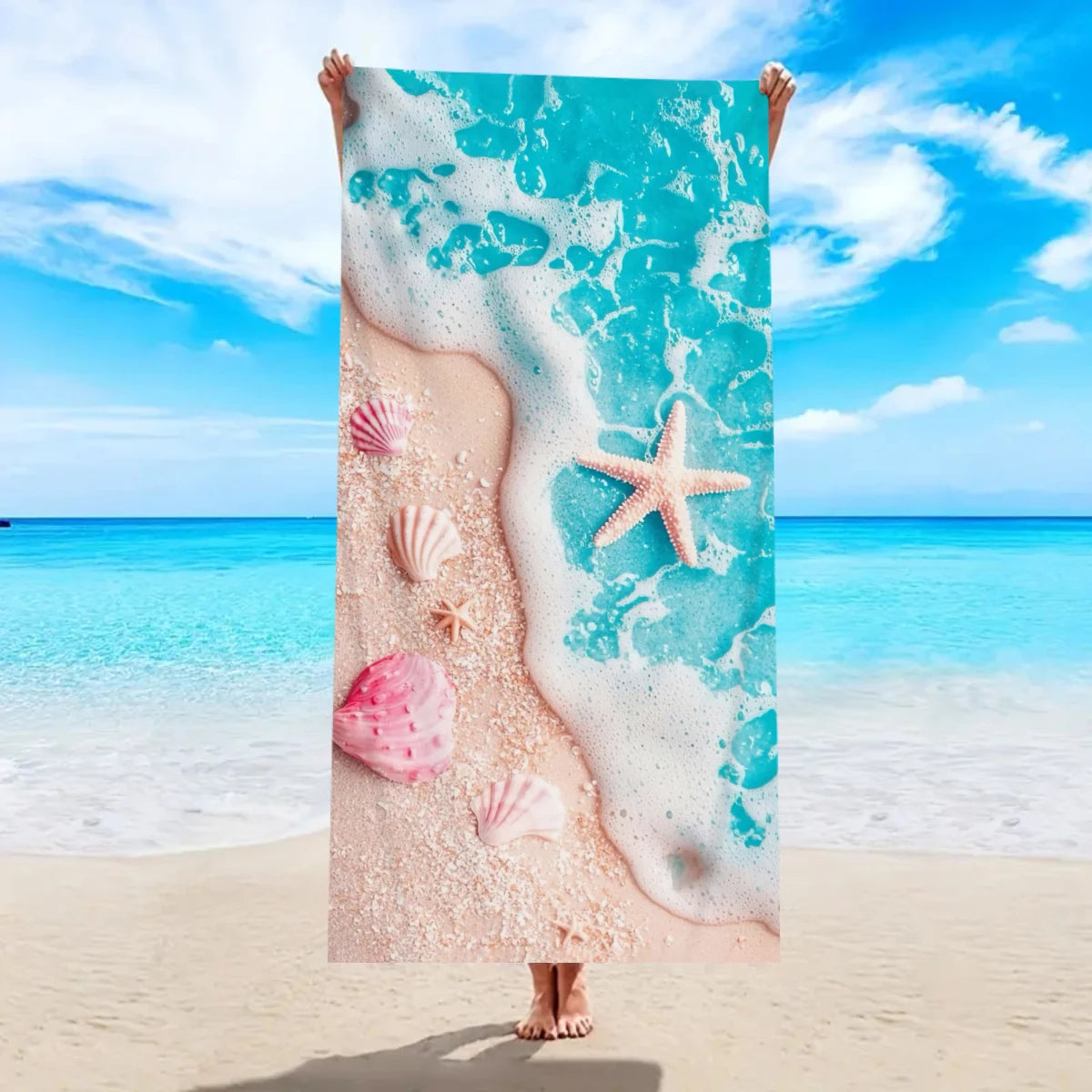 Strandtuch mit Ozean-Motiv – Schnell Trocknendes Mikrofaser Handtuch | Multifunktionales Handtuch für Sport, Schwimmen & Fitness
