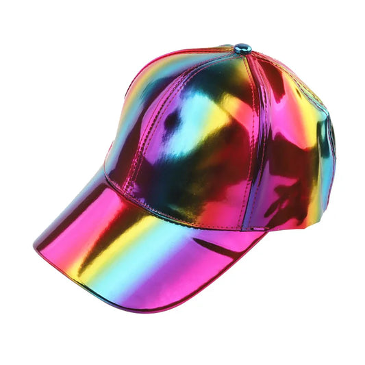 Unisex PU Rainbow Farbwechsel Baseballkappe | Fashion Erwachsenen Laser Hip Hop Baseballcap | Outdoor Freizeit Snapback Glänzende Party Kappe Kaufschwan®