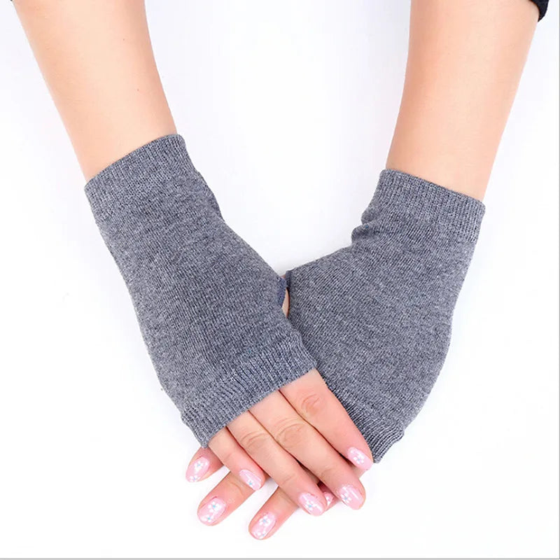 Damen Stylische Handwärmer – Fingerlose Strickhandschuhe | Winter Armwärmer mit Zopfmuster aus Kunstwolle Kaufschwan® Grau