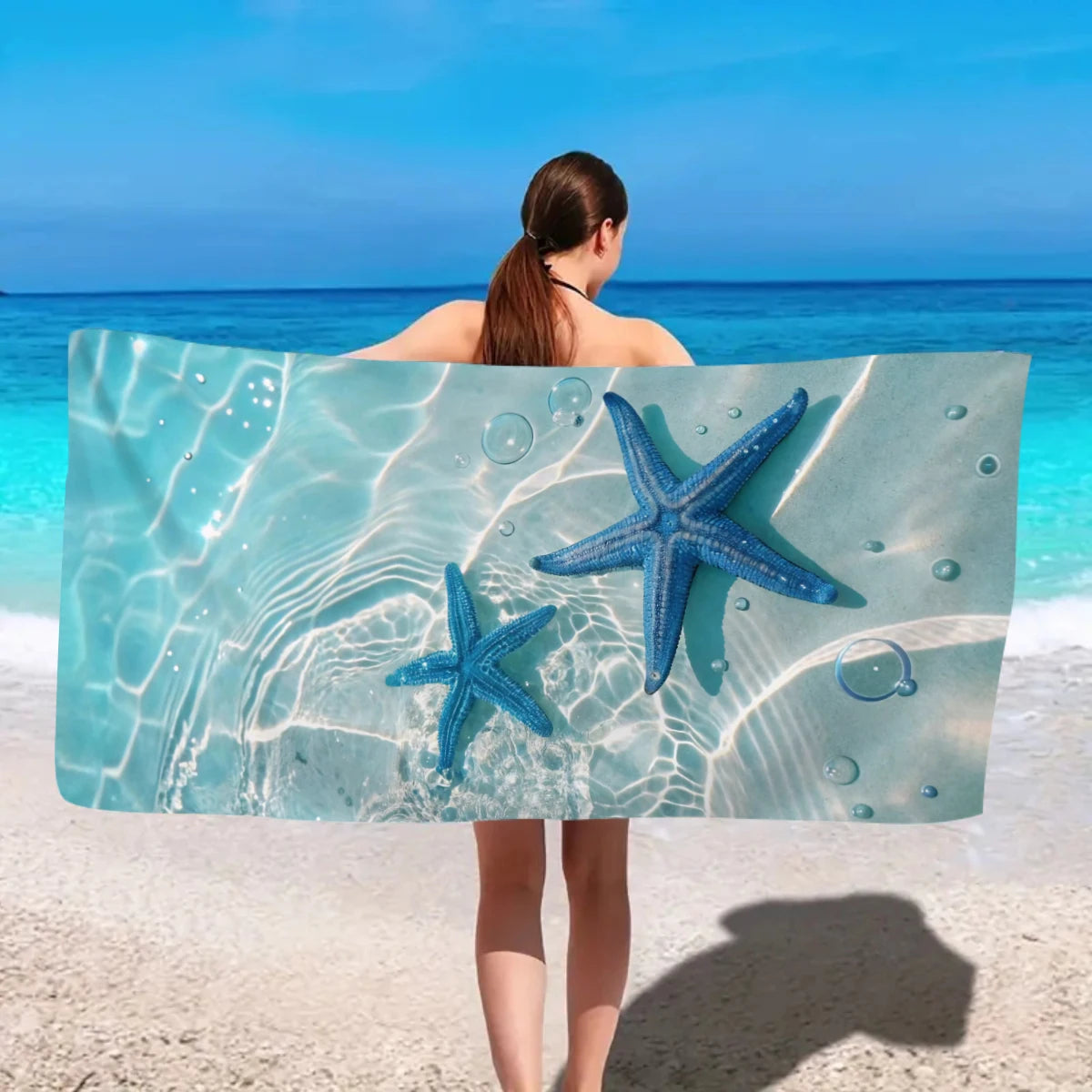 Strandtuch mit Ozean-Motiv – Schnell Trocknendes Mikrofaser Handtuch | Multifunktionales Handtuch für Sport, Schwimmen & Fitness