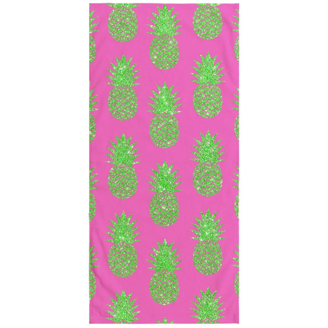 Buntes Ananas Motiv Handtuch – Schnell Trocknend & Saugfähig | Weiches Mikrofaser Reise-, Sport-, Bade- & Strandtuch