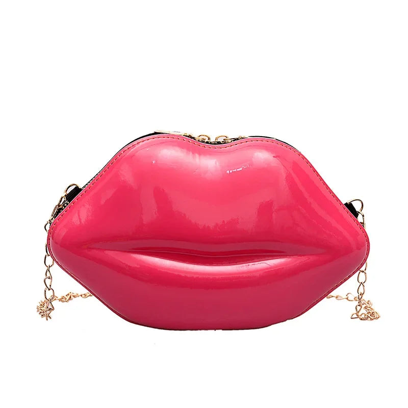 Lippen Design Schultertasche – Luxus Designer-inspirierte Damen Messenger & Handtasche | Einfarbige Zipper Umhängetasche