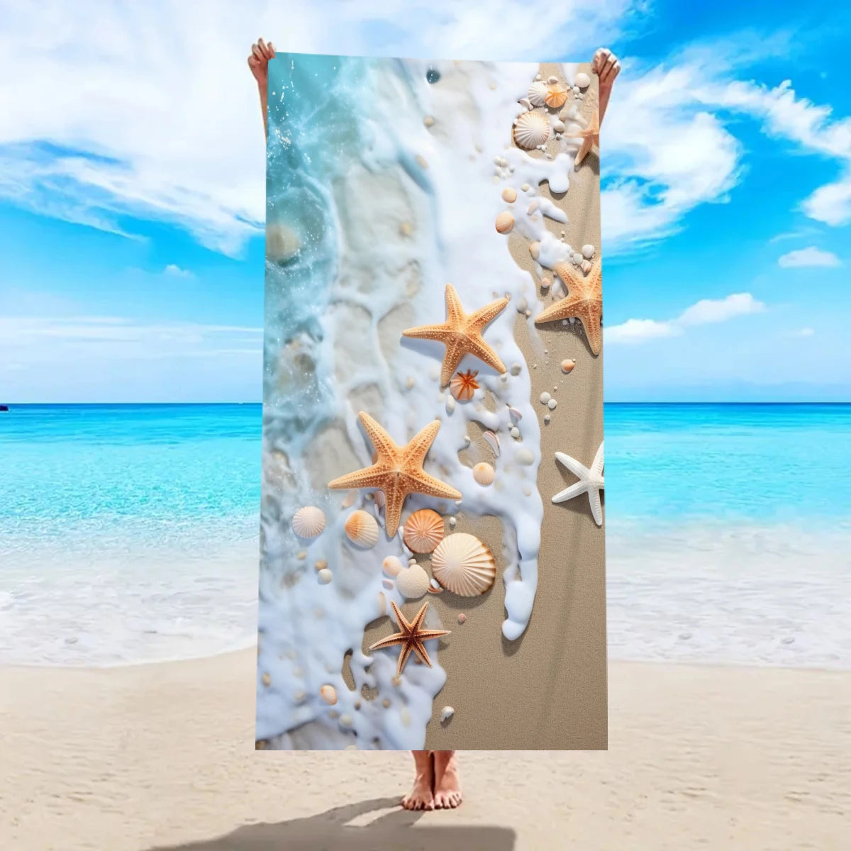 Strandtuch mit Ozean-Motiv – Schnell Trocknendes Mikrofaser Handtuch | Multifunktionales Handtuch für Sport, Schwimmen & Fitness
