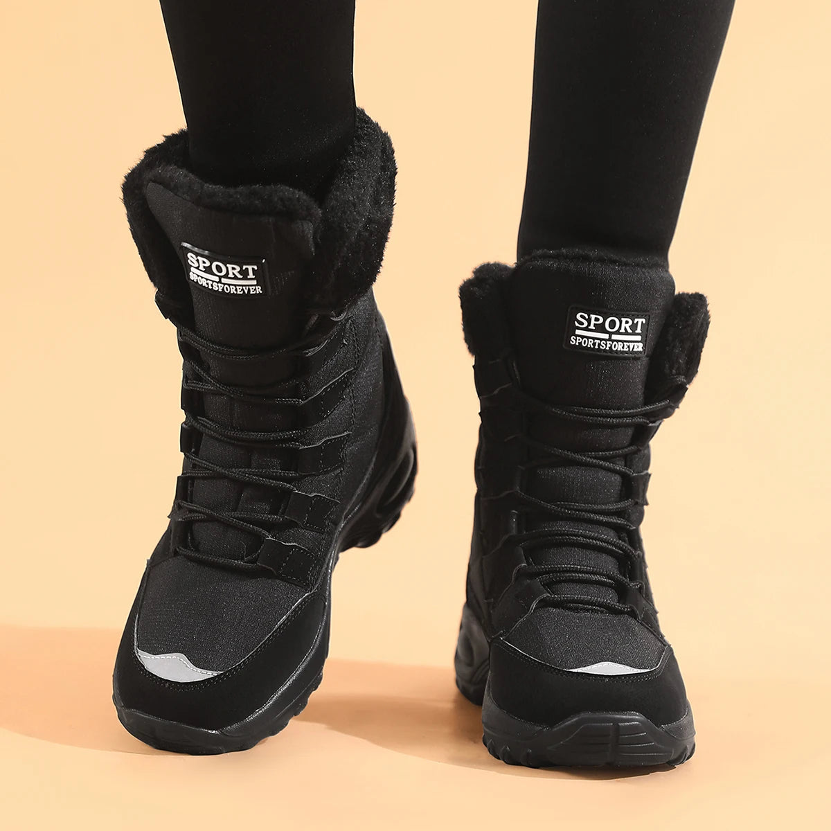 Damen Winter Schneestiefel – Wasserdichte Mittelhohe Stiefel | Hochwertige Kunstfell Gefütterte Wanderstiefel für Damen