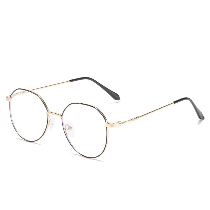 Metal Round Anti Blue Light Glasses Women Men Classic Square Eyeglasses Frames Transparent Computer Glasses Oculos Feminino Kaufschwan® Anti blue 0 Black-Gold
