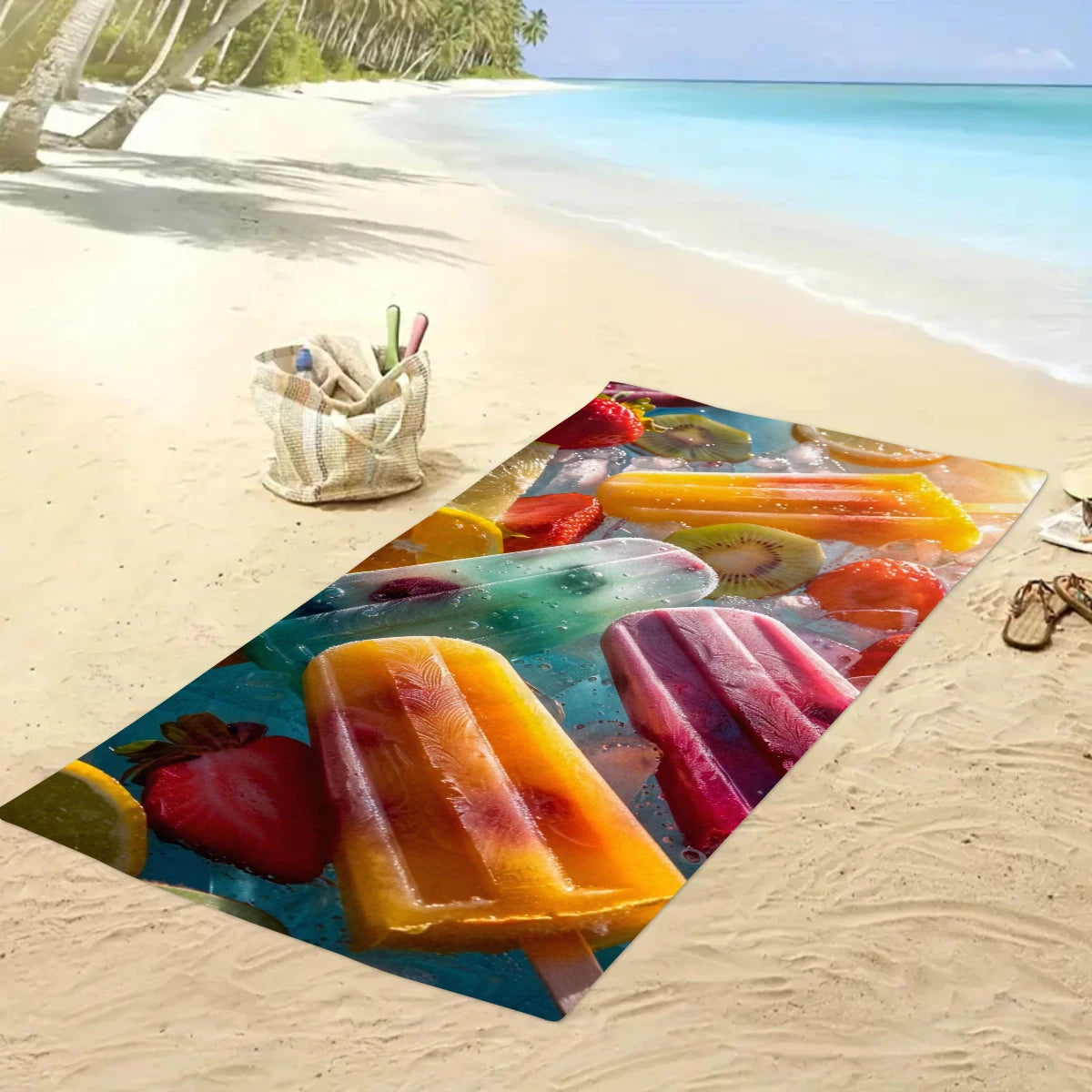 Strandtuch mit Eiscreme-Motiv – Schnell Trocknendes & Saugfähiges Mikrofaser Handtuch | Lustiges Sommer Handtuch für Reisen, Sport & Yoga