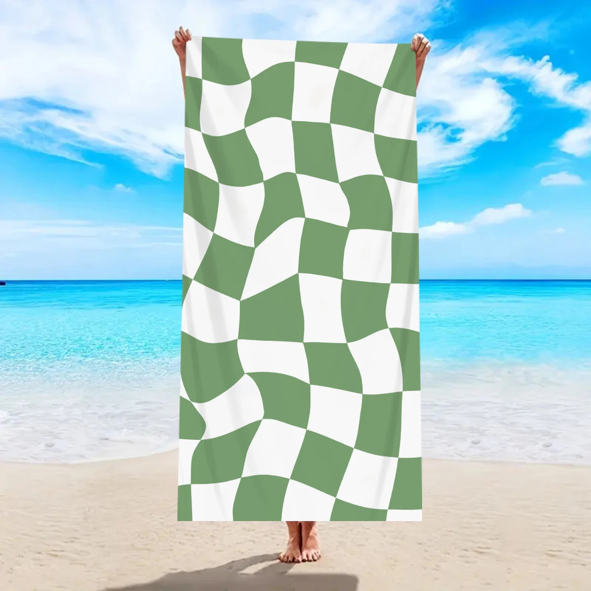 Modisches Kariertes Strandtuch – Schnell Trocknend & Saugfähig | Großes Mikrofaser Handtuch in Mehreren Farben für Strand & Reisen