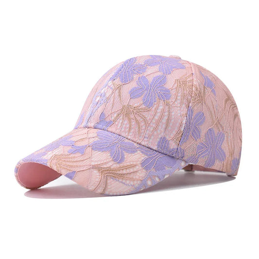 Vintage Bestickte Baseballkappe mit Blumen | Verstellbare Monochrome Sonnenschutz-Kappe für Damen & Herren | Stilvolle Frühling & Sommer Baseballcap Kaufschwan® Rosa Einstellbar