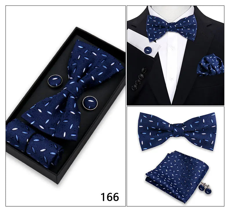 Herren Fliegen-Set – 3-teiliges Geschenkset mit Fliege, Einstecktuch & Manschettenknöpfen | Elegantes Rotes Accessoire für Business & Hochzeit Kaufschwan®