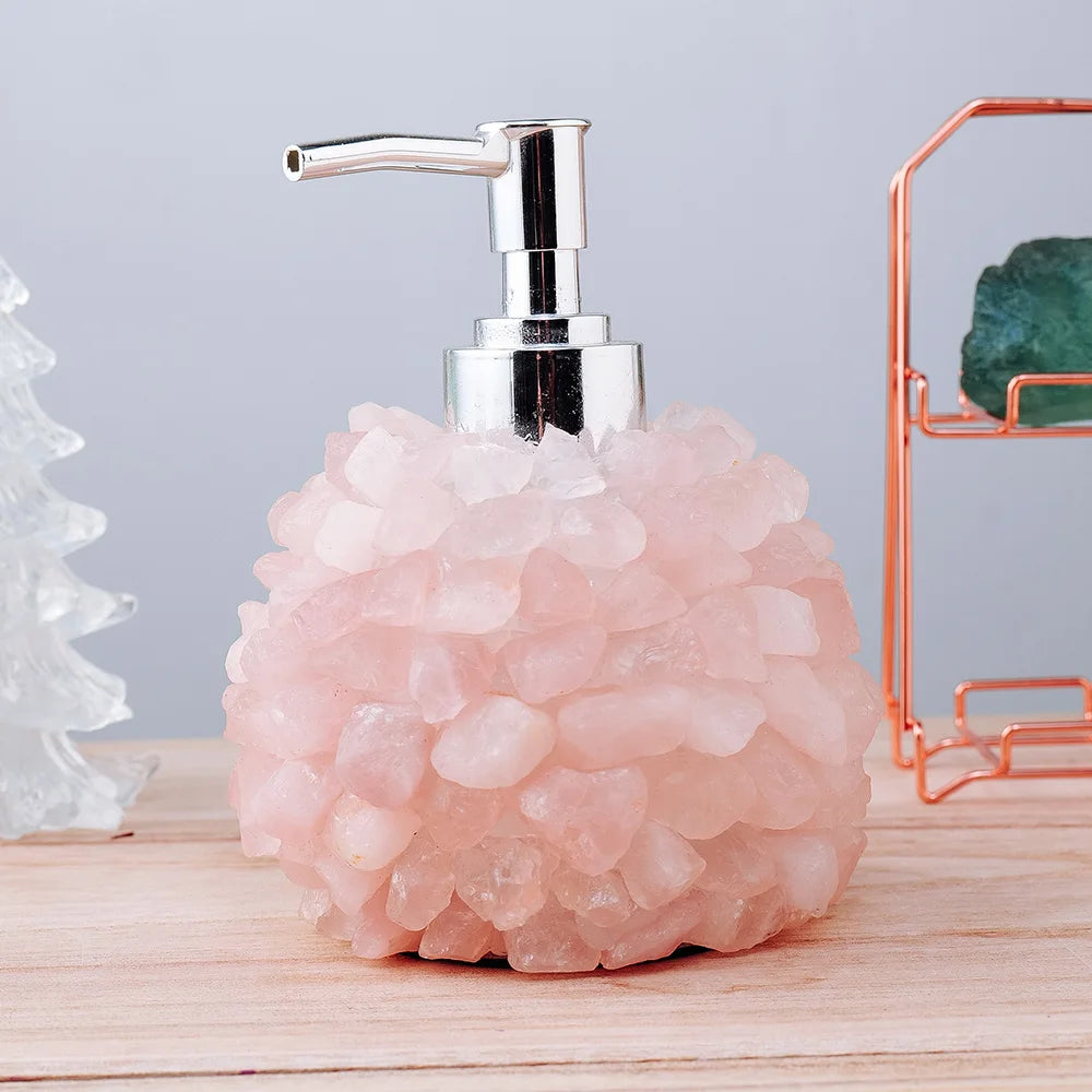 Seifenspender – Flasche aus Naturkristall mit Fluorit & Rosenquarz Kaufschwan®