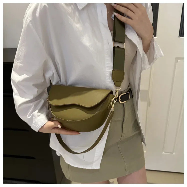 Damen Vintage Doppelriemen Schultertasche – Einfarbige PU Leder Crossbody Handtasche & Geldbörse Kaufschwan®
