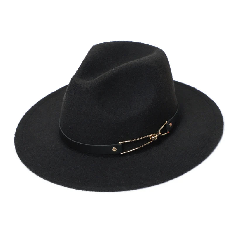 Winter Filz Fedora Hut – Herren Imitationswolle Kirchenhut, Herbst Mode Breiter Zylinderhut, Damen Filzhut Kaufschwan® Schwarz