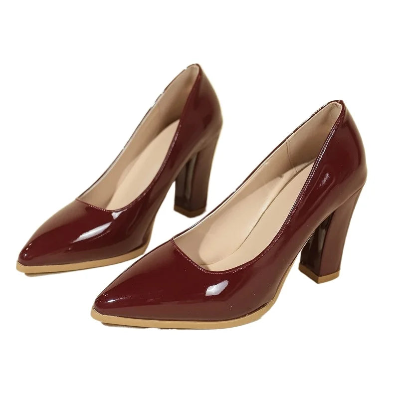 Damen Business-Pumps mit Blockabsatz – Spitzes Slip-On Design | Elegante Sommerschuhe für Büro & Karriere mit Rutschfester Sohle Kaufschwan®