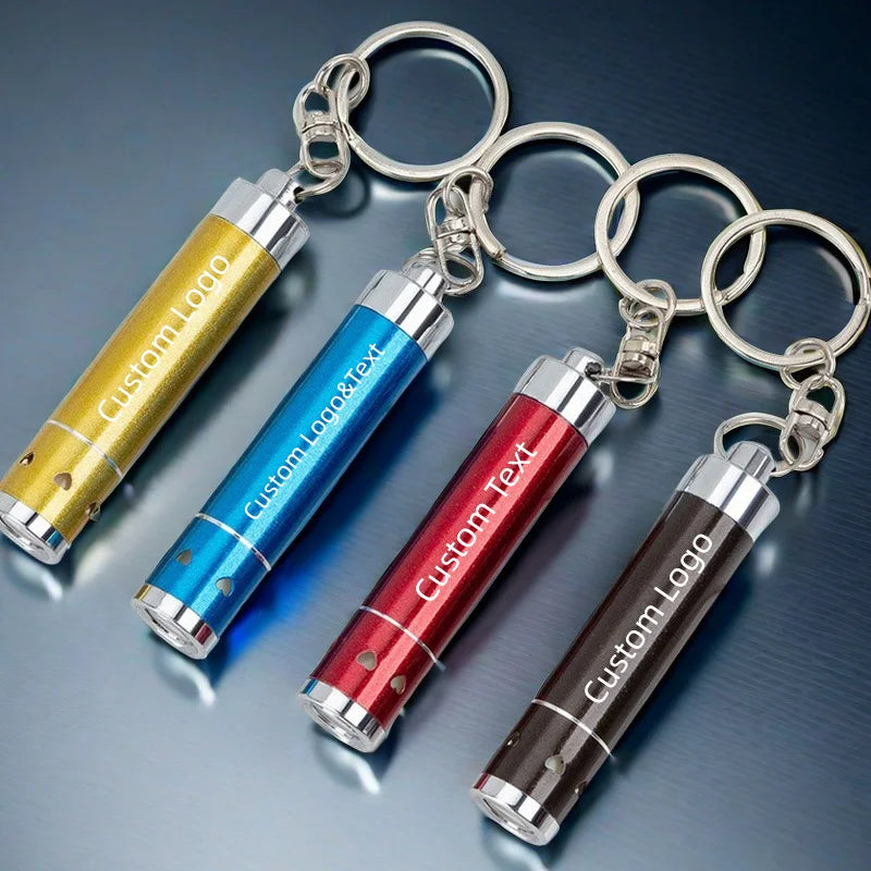 30 Stück Personalisierte LED-Schlüsselanhänger Taschenlampen – Mit Firmenlogo | Superhelle Mini-Leuchte für Werbung & Events