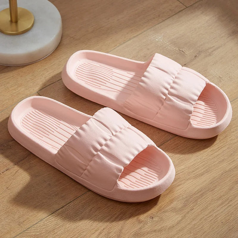 Damen Sommer Sandalen mit dicker Sohle | Leise Weichsohlen-Hausschuhe | Rutschfeste Indoor-Sandalen & Herren-Flip-Flops Kaufschwan® Design 2 Rosa 44-45